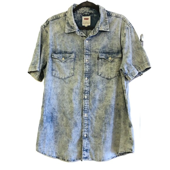 Levi’s Button Up Towel Wash Denim Shirt Short Sleeve - Picture 2 of 11
